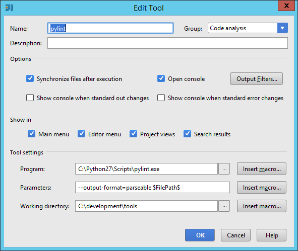 pylint integration screnshot 2